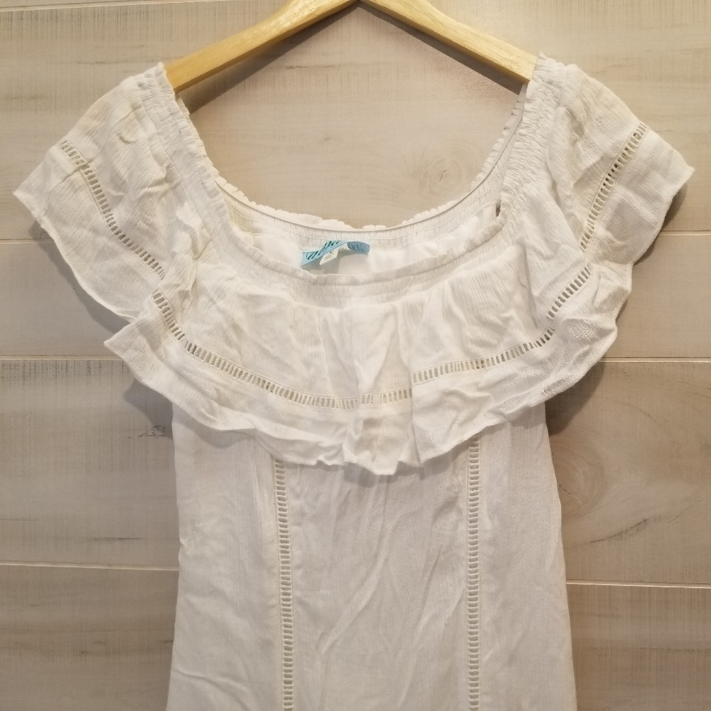 {M} NWT Francesca Casola Lace Off The Shoulder Corset Tie Back Ivory Dress - Picture 5 of 14